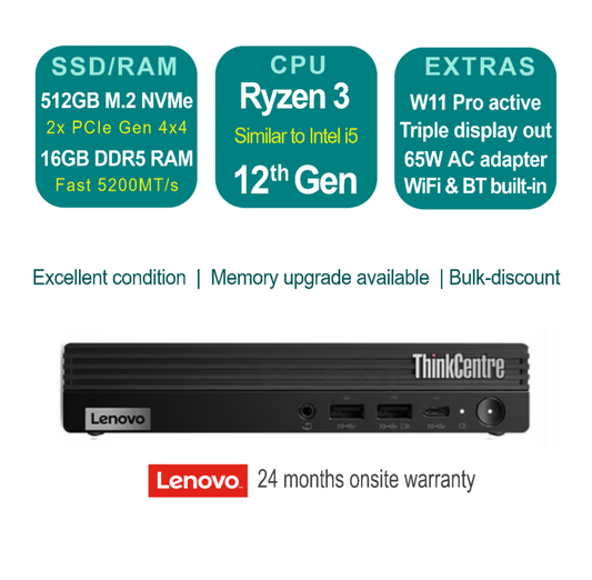 Lenovo ThinkCentre M75q Gen 5 AMD Ryzen 8300GE  16GB DDR5 RAM  512GB SSD Mini PC