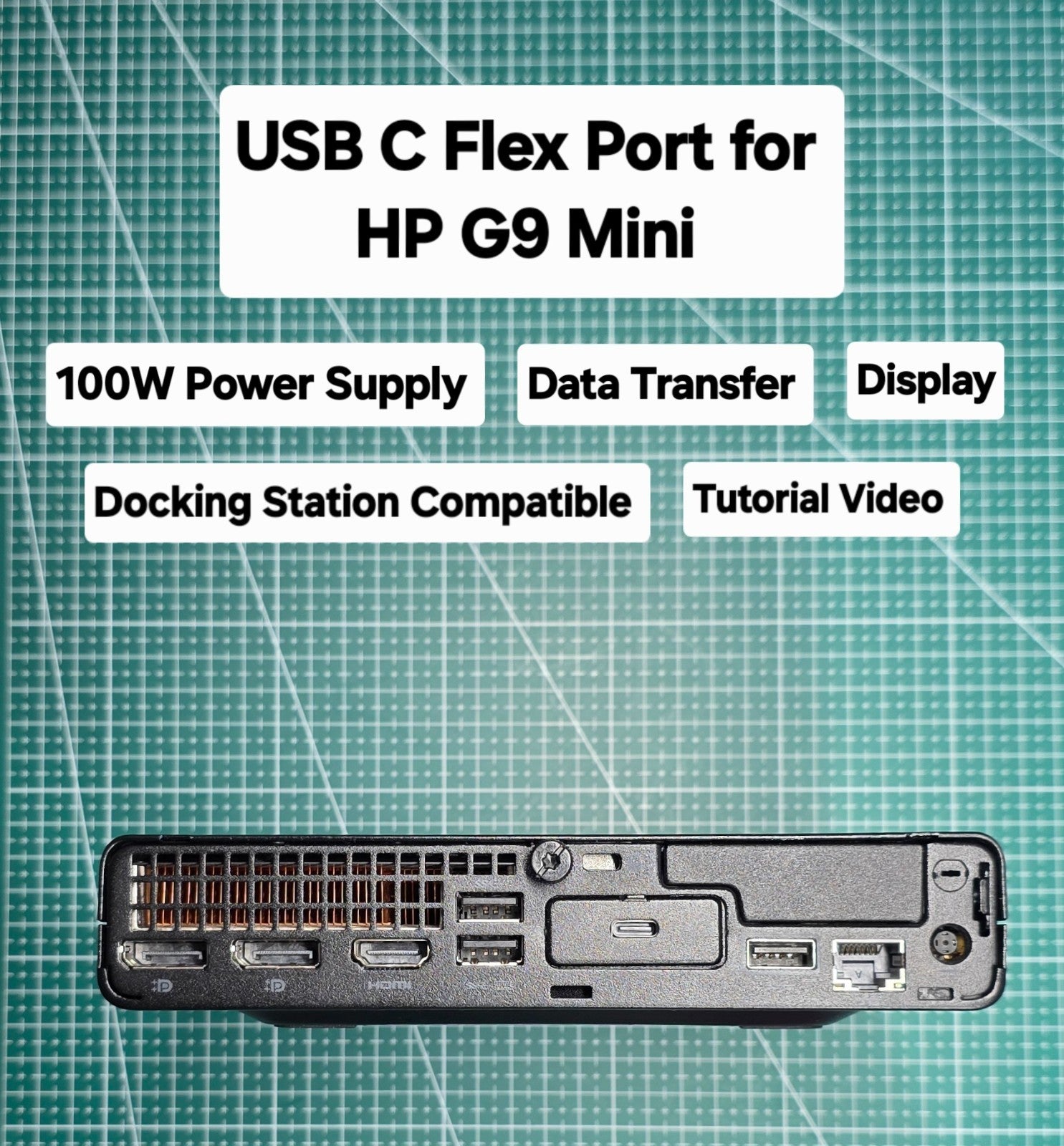 USB Type C Flex Port for HP ProMini EliteMini G9 Mini PC 100W Power Delivery