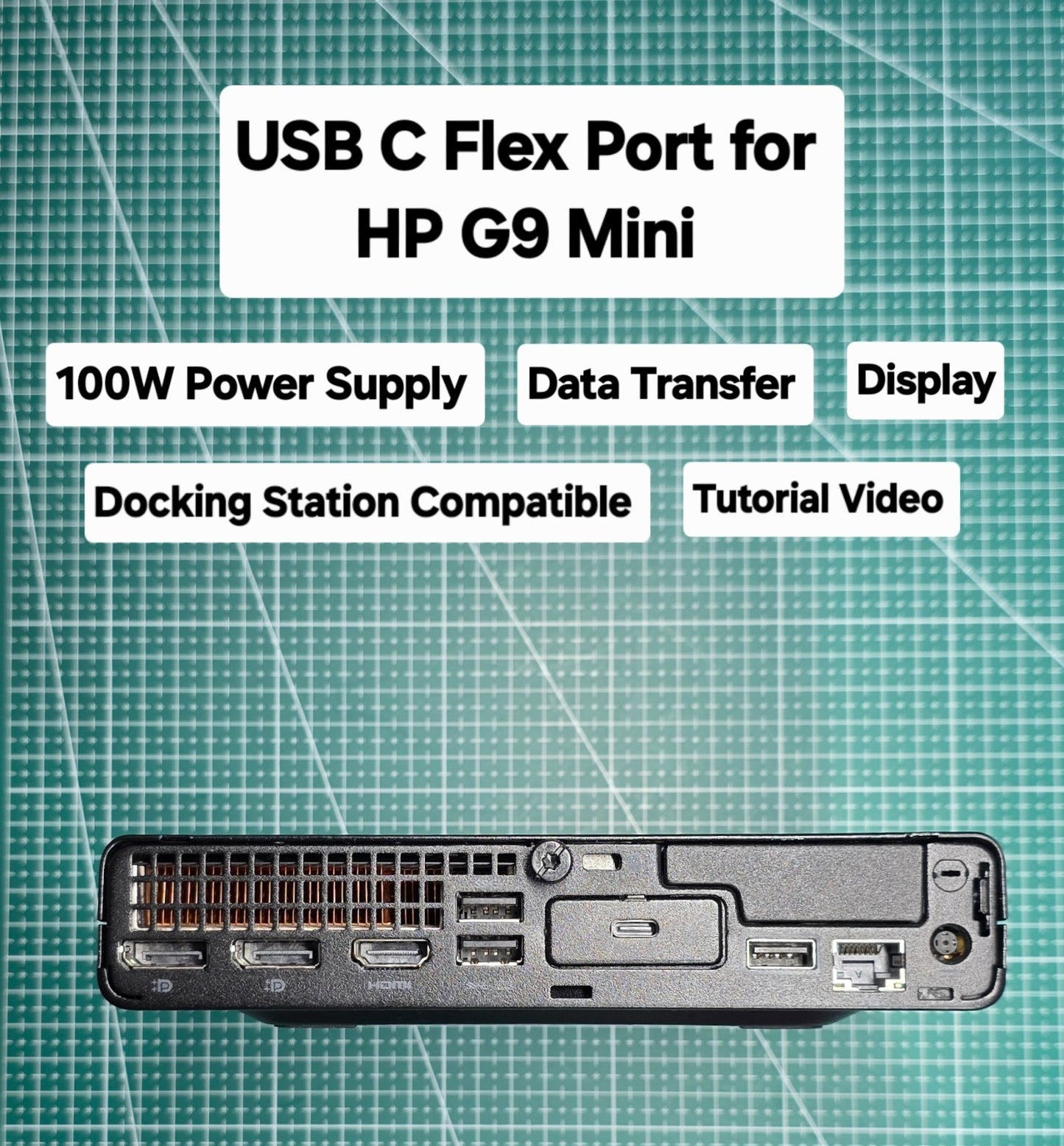 USB Type C Flex Port for HP ProMini EliteMini G9 Mini PC 100W Power Delivery