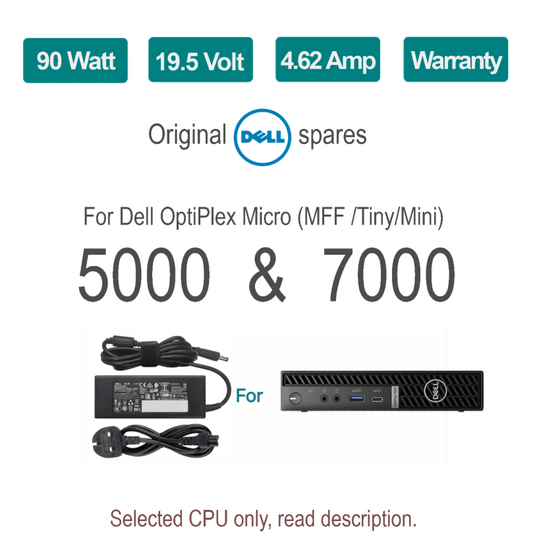 Dell OptiPlex Micro 5000  7000  90W Charger AC Power Supply Adapter  UK