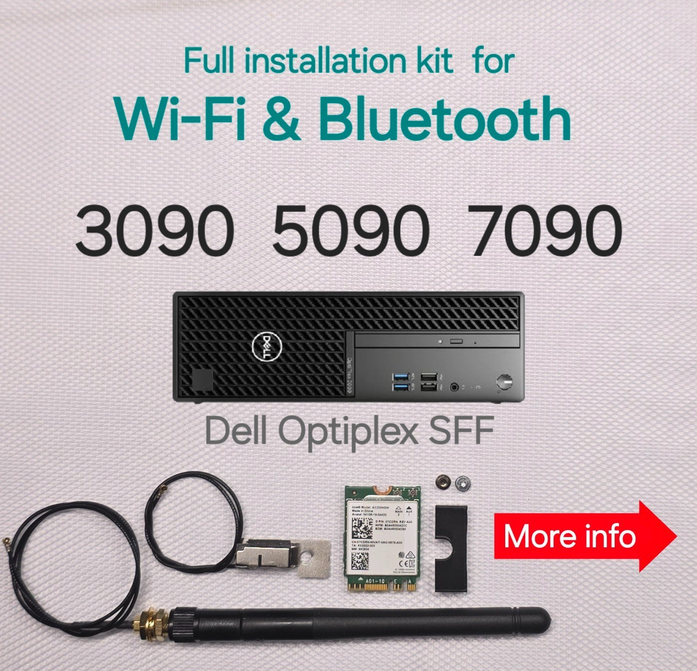Wireless WiFi 6 Kit & Bluetooth Kit Dell OptiPlex SFF 3090 5090 7090