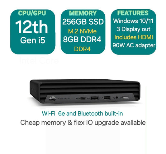HP Pro Mini 400 G9 Business Desktop - Core™ i5 256GB SSD 8GB RAM WiFi