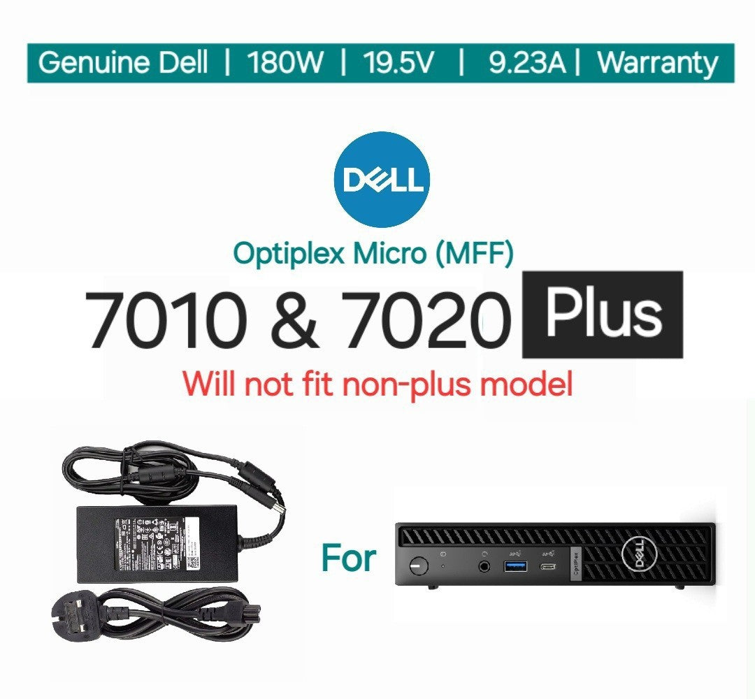 Genuine Dell 180 Watt AC Power Adapter for Dell OptiPlex Micro 7010 & 7020 Plus