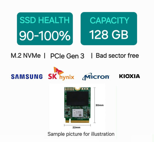 128GB M.2 2230 NVMe SSD Solid State Drive Samsung  Kioxia SK Hynix