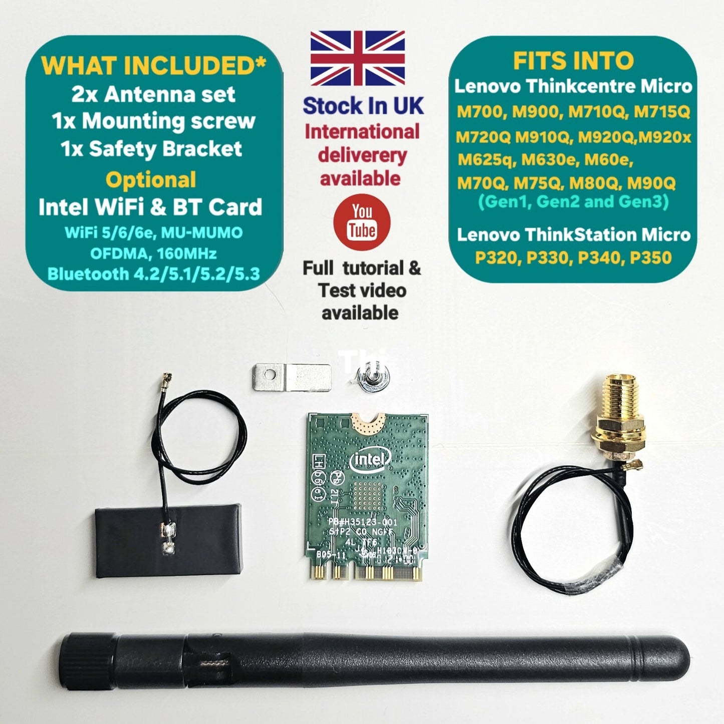 WiFi & Bluetooth Kit for Lenovo ThinkCentre & ThinkStation Micro