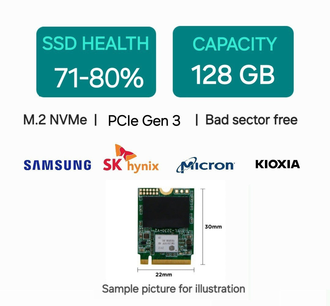 128GB NVMe PCIe M.2 2230 SSD NVMe Solid State Drive Samsung Hynix Kioxia