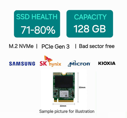 128GB NVMe PCIe M.2 2230 SSD NVMe Solid State Drive Samsung Hynix Kioxia