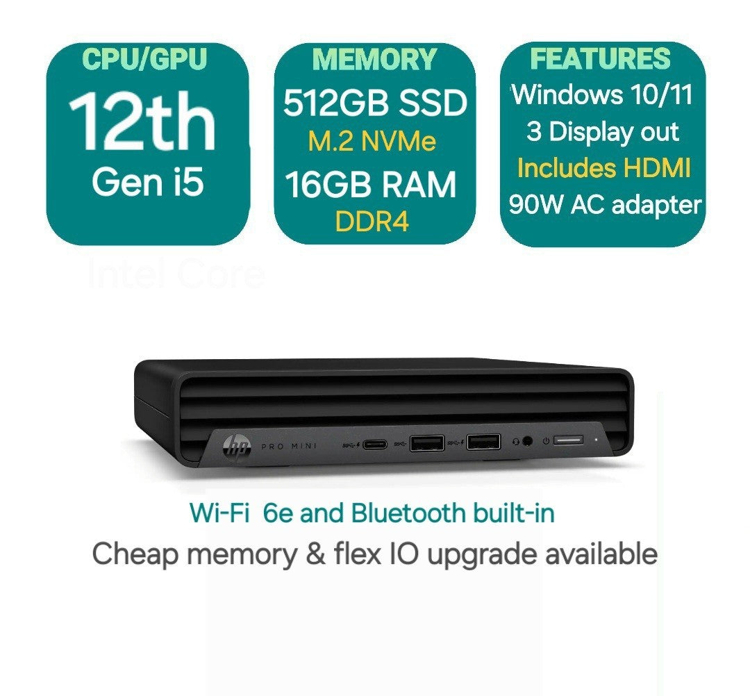 HP Pro Mini 400 G9 Core i5 12th Gen 512GB SSD 16GB RAM  Windows 11 Desktop PC