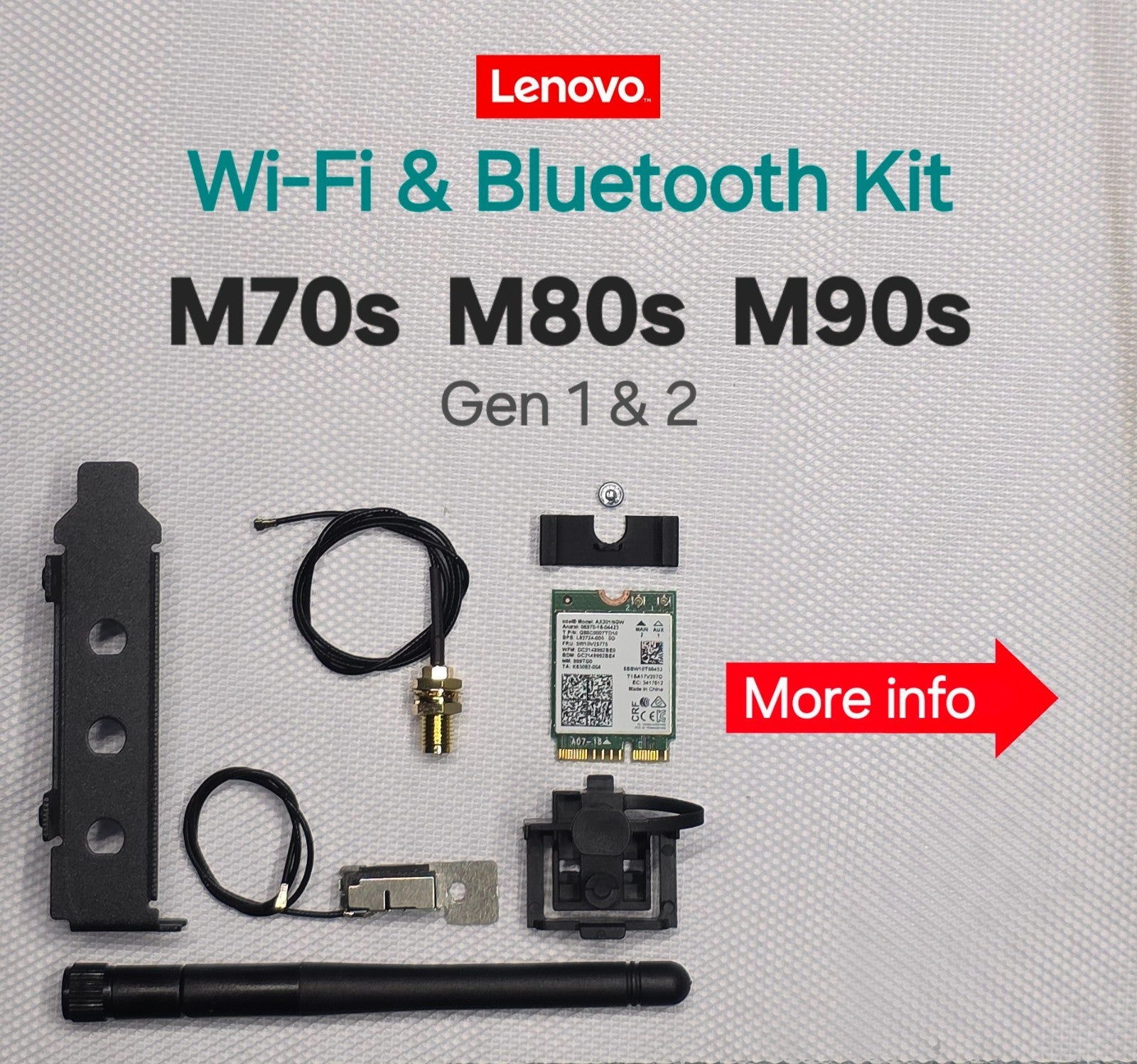 Lenovo WiFi 5 WiFi 6 & Bluetooth Wireless Kit for ThinkCentre M70s M80S M90S