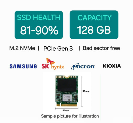 128GB NVMe M.2 2230 SSD NVMe Solid State Drive Samsung Hynix Kioxia