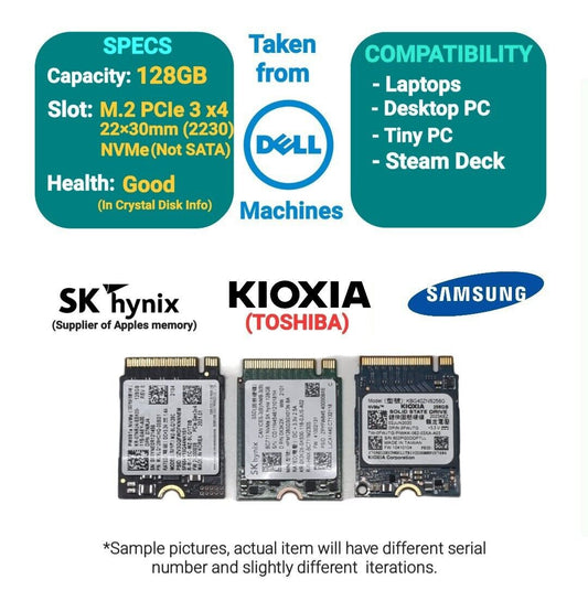 128GB M.2 (PCIe Gen 3 x4 ) NVMe SSD Solid State Drive Samsung  Kioxia SK Hynix