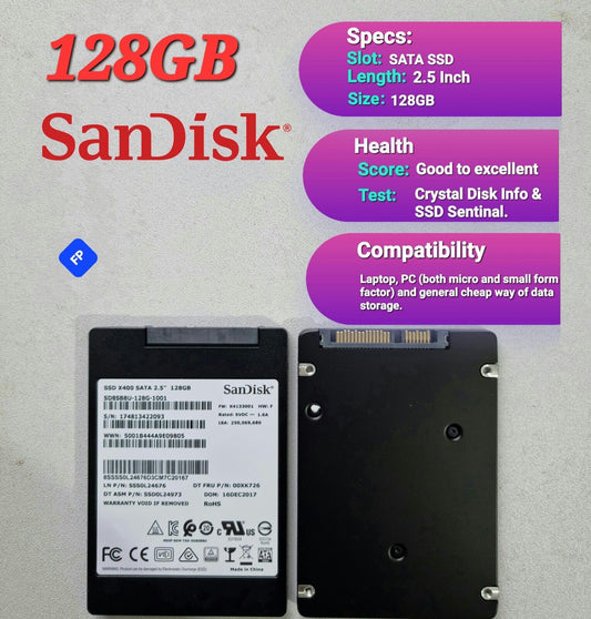 SanDisk 128GB 2.5inch SATA III Fast SSD For LAPTOP DESKTOP PS4 Good Health
