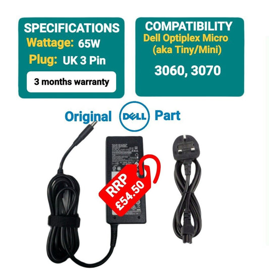 GENUINE DELL OPTIPLEX Micro 3060 & 3070 PSU Power Supply Adapter ■ 65W UK